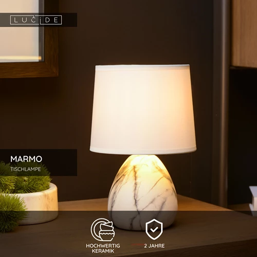Lucide MARMO - Tischlampe - Ø 16 cm - 1xE14 - Weiß - USP
